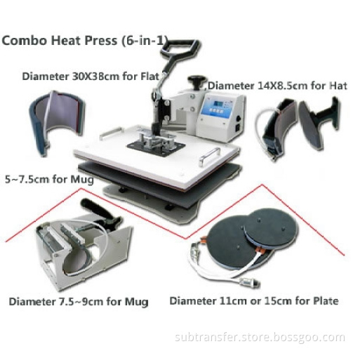 Sublimation Multifunctional Combo Heat Press Machine 6 in 1